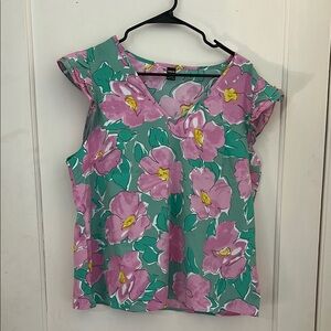 Floral Pink and Green Blouse